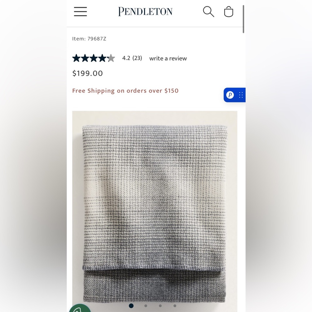 **SOLD***
NWT - Washable Wool Pendleton Gray Patterned Blanket